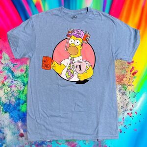Men's Medium The Simpsons #1 Dad T-shirt Homer Wearing Duff Beer Hat Funny New
